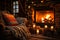 Cozy relaxation by the fireplace in a homely environment ai generative