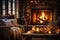 Cozy relaxation by the fireplace in a homely environment ai generative