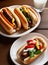Cozy restaurant neutral palette realistic hotdog detailed