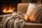 Cozy Retreat: Fireplace, Candles, Sofa, and Comfort
