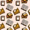 Cozy seamless pattern with books doodle illustration. Vector artwork featuring a delightful assortment of books creating