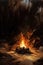 Cozy Serene Nighttime Bonfire: A Warm Impressionistic Oil Painting.