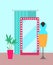 Cozy Shop with Big Mirror Vector Illustration