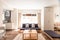 Cozy shot of living room with wooden furniture