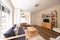 Cozy shot of living room with wooden furniture