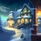 cozy small town street at snowy night, neural network generated art