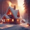 Cozy snow house in forest. ai generative