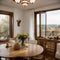 Cozy spacious and bright dining area with a wonderful view from a large window