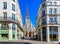 Cozy street with Church of Saint-Maclou in Rouen, Normandy, France.