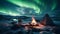 A cozy tent, crackling campfire, and the allure of Northern Lights