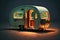 cozy tiny house for toys travel trailer with glowing windows