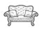 cozy vintage sofa with pillows sketch raster