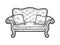 cozy vintage sofa with pillows sketch vector