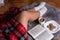 Cozy Winter Night: Girl\\\'s Legs, White Socks, and Red Plaid Blanket