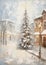 Cozy Winter Nights: A Charming Townscape Painting Featuring a Sn