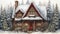 Cozy Winter Retreat: Luxurious Wooden Cottage with Red Door and