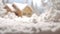 Cozy Winter winter scene featuring a charming yellow house nestled among snow-covered trees, embodying the cozy spirit of