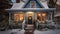 Cozy winter wonderland festive cottage with charming christmas decorations and snowy surroundings