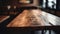 cozy wooden table setup, perfect for a cafe or restaurant decor. Empty wood table top