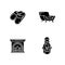 Cozyness mood black glyph icons set on white space