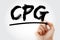 CPG - Consumer Packaged Goods acronym with marker, business concept background