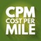 CPM - Cost Per Mile acronym, concept background