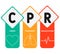 CPR  - Cardiopulmonary Resuscitation. acronym, medical concept background.