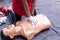 CPR. First aid training concept. Cardiac massage.