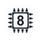 CPU 8core icon processor micro chip simbol