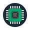 Cpu chip. Icon of microchip. Semiconductor icon. Processor of computer. Illustration for technology, hardware and memory.