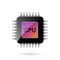 CPU for computer and smartphone icon in flat style. Processor chipset vector illustration on isolated background. Microchip sign