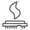 CPU heat line icon. Processor temperature, microchip overheating symbol, outline style pictogram on white background