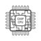 Cpu icon. Chip in line style. Microchip with circuit for processor. Outline logo of digital microprocessor. Engineering of