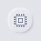 CPU icon, White Neumorphism soft UI Design.