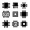 CPU Microprocessor and Chips Icons Set. Vector