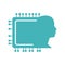 CPU microprocessor icon with human head silhouette