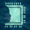 CPU microprocessor icon with human head silhouette