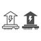 CPU power consumption line and solid icon. Microchip and up arrow with energy symbol, outline style pictogram on white