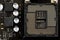 CPU socket closeup view, Central Computer Processor macro, top view