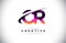 CR C R Grunge Letter Logo with Purple Vibrant Colors Design. Creative grunge vintage Letters Vector Logo