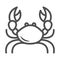 Crab with big claws crustacean white background line style icon