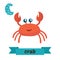 Crab. C letter. Cute children animal alphabet in vector. Funny c