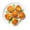 Crab Cakes On White Plate On A White Background
