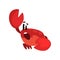 Crab character shouting, cute sea creature with funny face vector Illustration on a white background