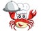 Crab chef mascot serving tray isolated