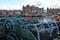 Crab creels in the fishing harbour of Kirkwall, capital of Orkney Scotland