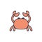Crab crustacean summer icon line and fill