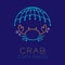 Crab, Fishing net and Air bubble logo icon outline stroke set