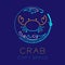 Crab, Fishing rod circle shape, Water splash and Air bubble logo