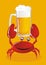 crab holds beer